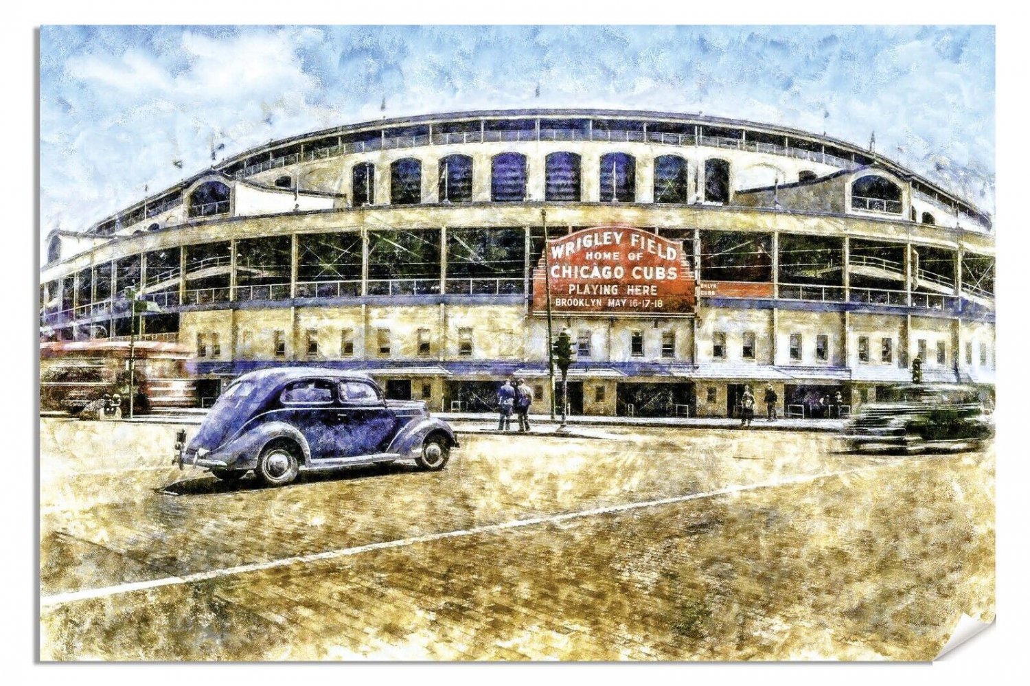 Wrigley Field Chicago Cubs Baseball Stadium MLB 1MC1 Oil Painting Art Print