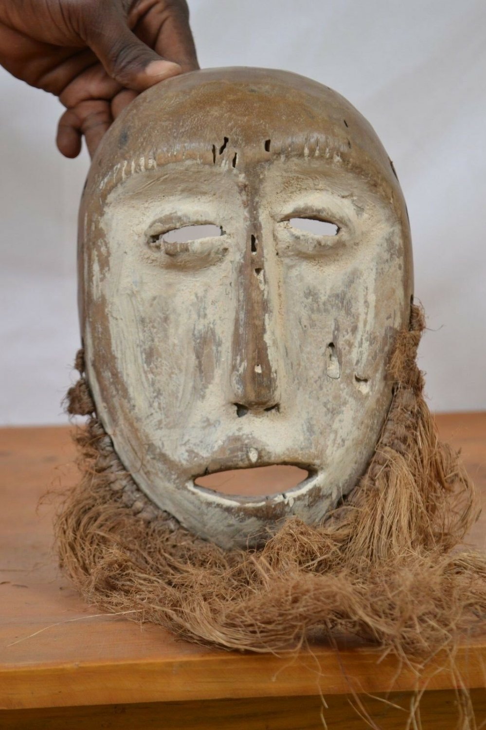 African Tribal Art,lega dance bearded Mask from shabungu DRC.