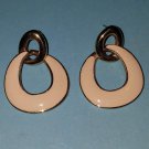 Gold and Cream Hoop Pierced Earrings
