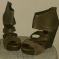 Steve Madden leather tan brown strappy wedge 8.5