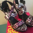 CHARLOTTE RUSSE Strappy pink leopard wedge 7