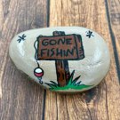 gone fishing painted rock ooak art garden father