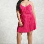 NWT FOREVER 21 Pink Ruffle Pleated Lined Mini Dress L