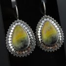 925 Silver, Bumble Bee Jasper, Gemstone Earrings, Teardrop Earrings, Bali Earrings
