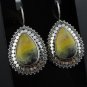 925 Silver, Bumble Bee Jasper, Gemstone Earrings, Teardrop Earrings, Bali Earrings