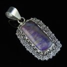 925 Silver, Sugilite Pendant, Rectangle Shape, Bali Pendant, Gemstone Pendant