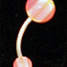 12 Gauge White, Pink & Yellow Belly Ring
