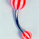 12 Gauge Red & White Striped Belly Ring