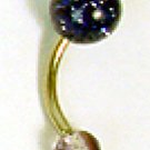 12 Gauge Glittery Black Belly Ring