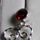 14 Gauge Garnet Heart Dangle Belly Ring