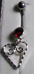 14 Gauge Garnet Heart Dangle Belly Ring