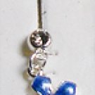 14 Gauge Small Blue Flower Dangle Belly Ring