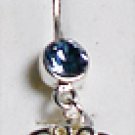 14 Gauge Silver & Blue Flower Dangle Belly Ring