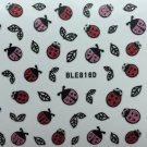 TM Nail Art 3D Glitter Decal Stickers Ladybugs Leaves BLE816D