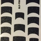 TM Nail Art Decal Stickers Black Glitter Nail Tips