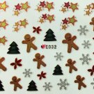 TM Nail Art 3D Decal Stickers Christmas Gingerbread Man Snowflakes Stars E032