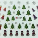 TM Nail Art 3D Decal Stickers Christmas Tree Snowman Snowflakes Party Hat E027
