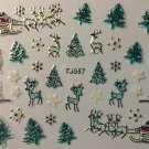 TM Nail Art 3D Decal Stickers Christmas Tree Reindeer Santa Sleigh Holidays TJ057 SILVER