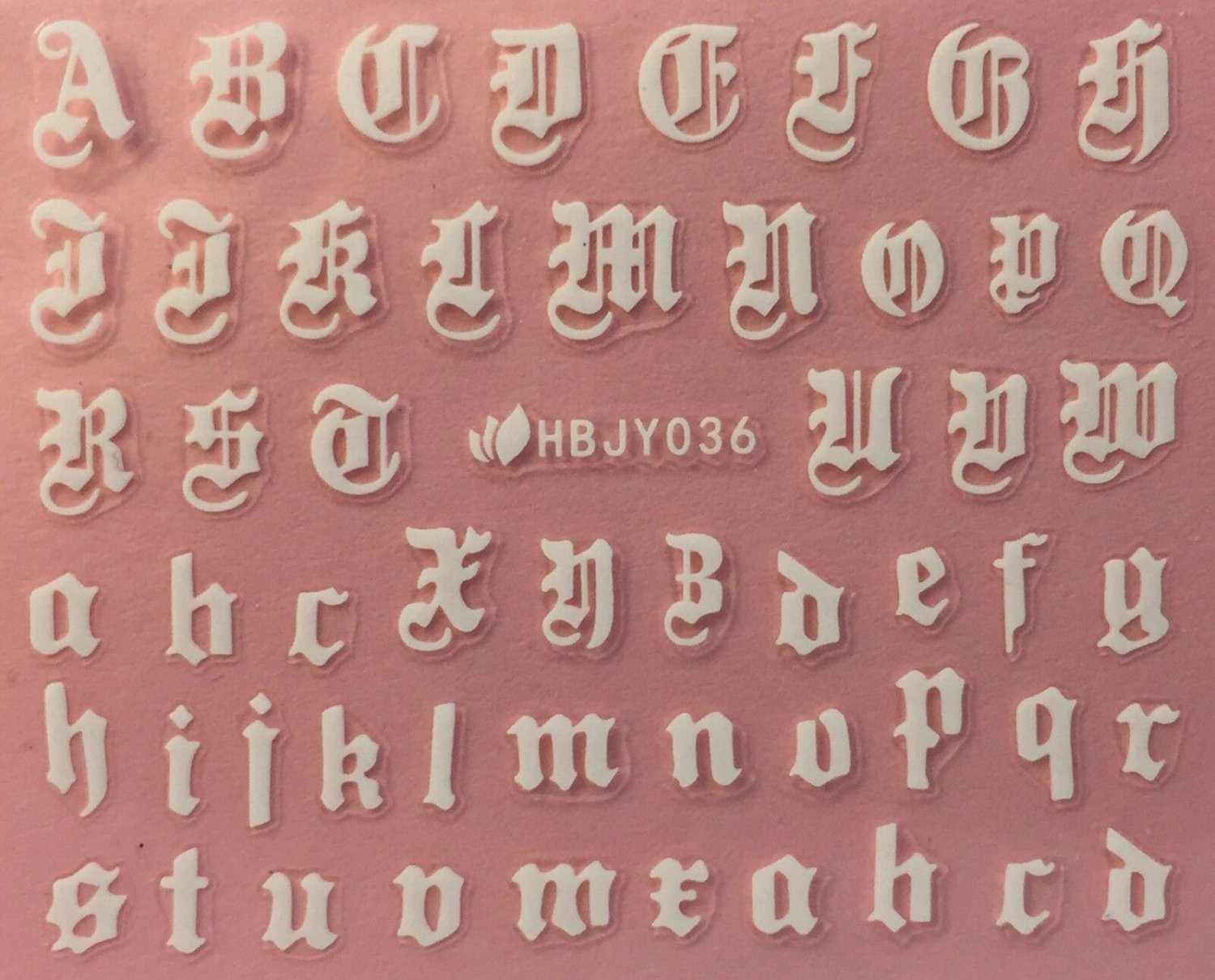 TM Nail Art 3D Decal Stickers Alphabet Letters White HBJY036