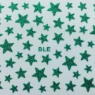 TM Nail Art 3D Glitter Decal Stickers Green Stars Glittery