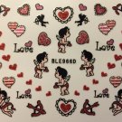 TM Nail Art 3D Decal Glitter Stickers Valentine's Day Love Cupid Hearts BLE966D