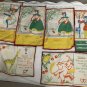 NOS Vintage French Linen Luncheon Cocktail Napkins Can Can Girl Novelty Quotes