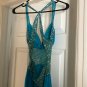JOVANI Aqua Backless Peekaboo Sequin Rhinestone Gown Dress Prom Homecoming