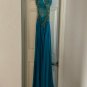 JOVANI Aqua Backless Peekaboo Sequin Rhinestone Gown Dress Prom Homecoming