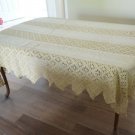 Antique Vtg Linen Matelasse Crochet Tablecloth Bedspread Coverlet Sawtooth Edge