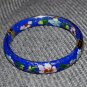 Vintage Chunky Cloisonn&Atilde;&copy; Hinged Bangle Bracelet 1/2" Wide Cobalt Blue