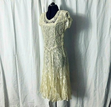 Vintage Jasmin KVM Beaded Lace 30S Style Party Dress Costume
