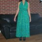 Vintage 50s Hawaiian ? Full Sweep Garden Party Halter Dress Maxi Gown Teal Green