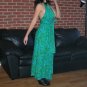 Vintage 50s Hawaiian ? Full Sweep Garden Party Halter Dress Maxi Gown Teal Green