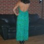 Vintage 50s Hawaiian ? Full Sweep Garden Party Halter Dress Maxi Gown Teal Green