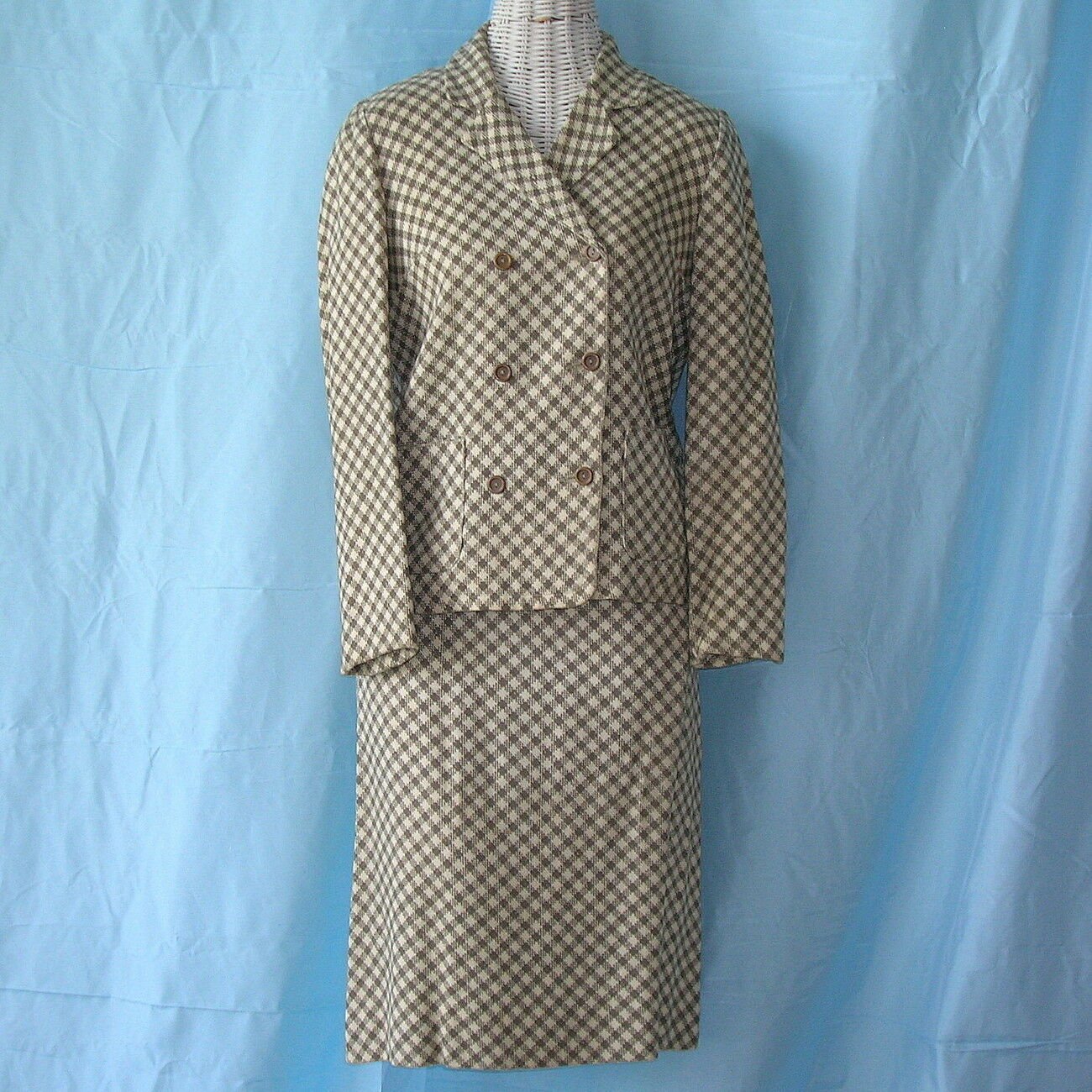 Vintage Stanley Wyllins 50s 60s Silk Tweed Suit Jacket Skirt Set