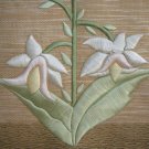 Huge Vintage Embroidered Silk Floral Wall Hanging Silk Iris Textile Wall Art