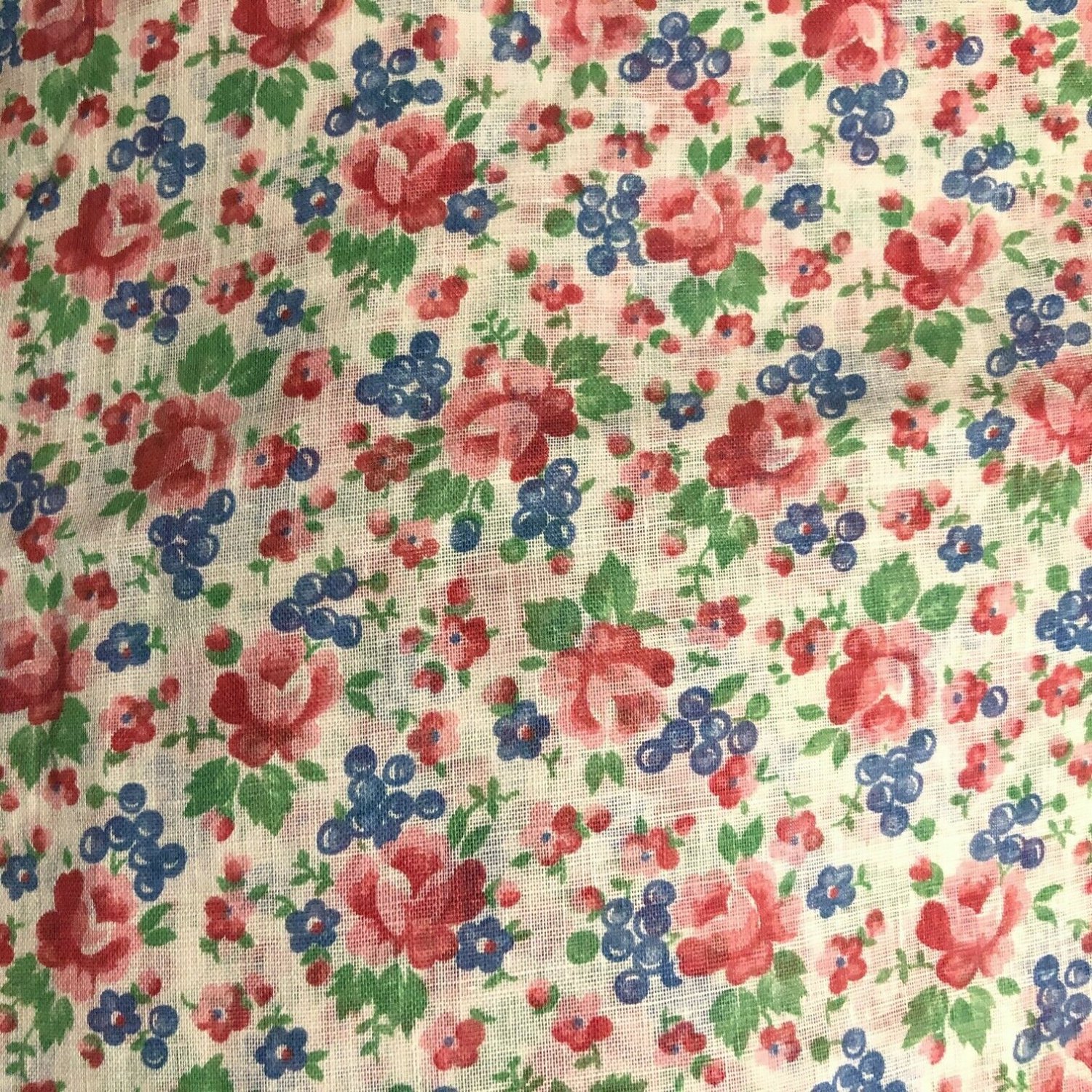 Early vintage 36” W Rose Floral Cotton Voile Dress Fabric