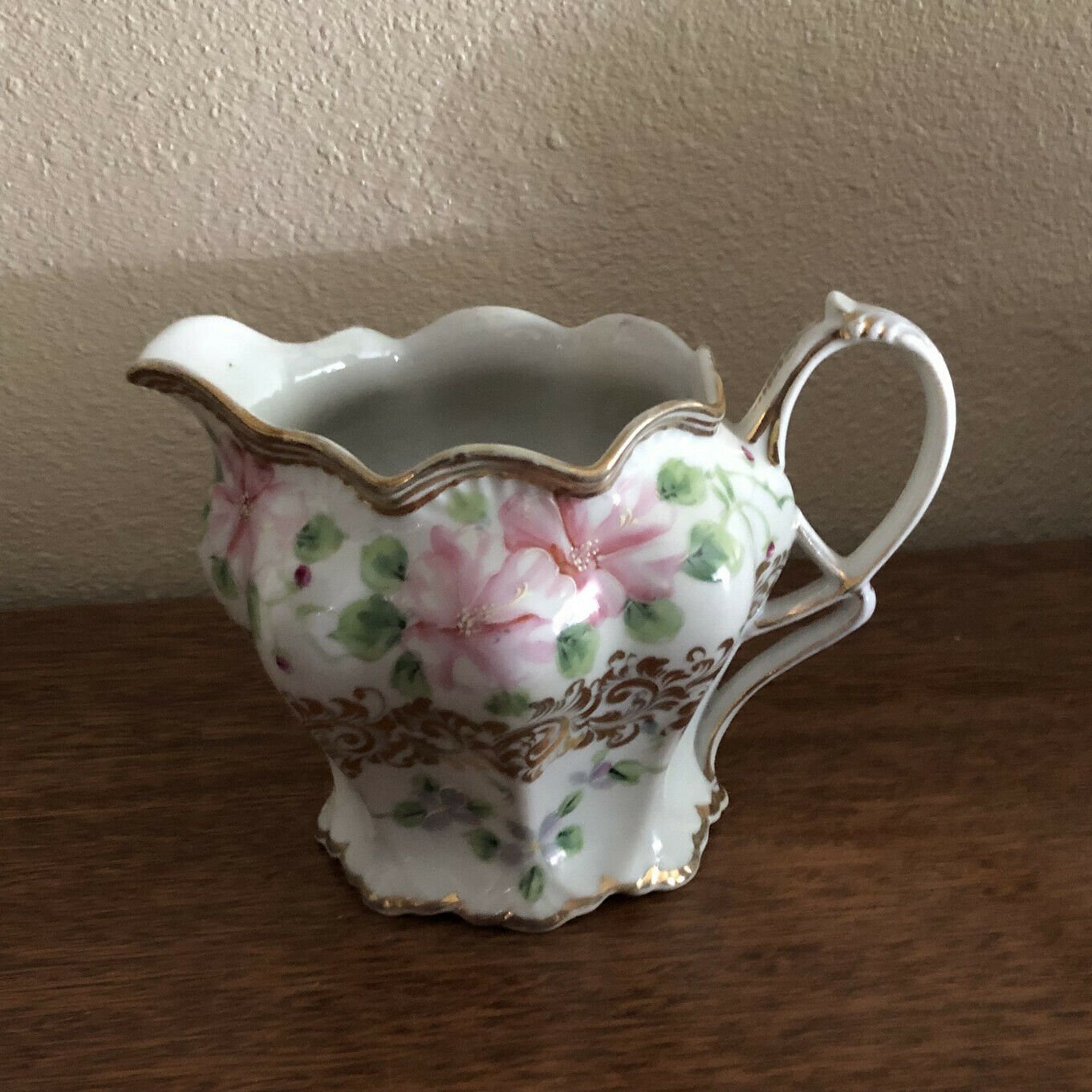 Vintage Gold Gilt RS Prussia Beautiful Creamer Hand Painted Bone China Large