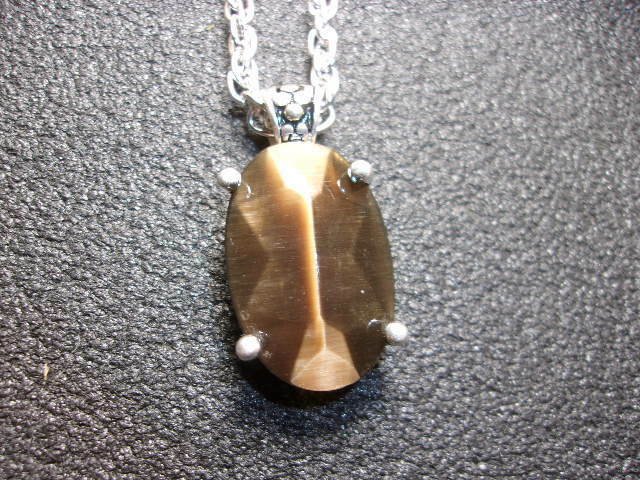 Topaz Cat's Eye Pendant Necklace