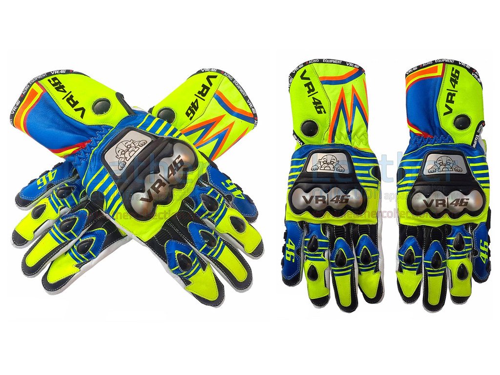 VR46 LEATHER RACING GLOVES HIGH QUALITY REPLICA LEATHER GLOVES