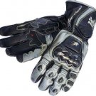 Suzuki Hayabusa Motorbike Leather Racing Gloves Black/Silver