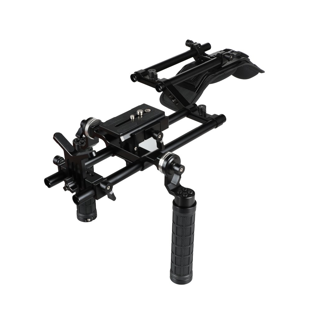 Handheld Shoulder Mount Rig With Manfrotto QR Plate & Rubber Handgrip For Camera / Camcorder C2247