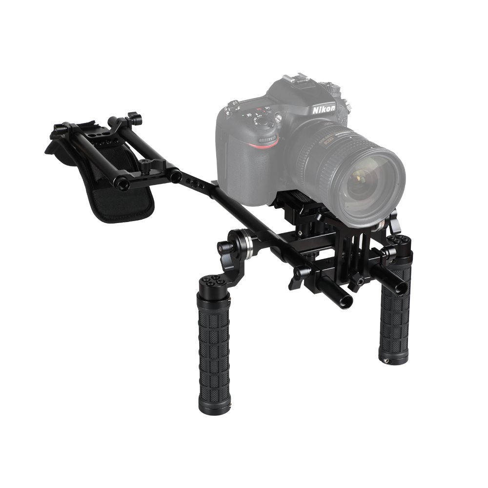 Handheld Shoulder Mount Rig With Manfrotto QR Plate & Rubber Handgrip For Camera / Camcorder C2247