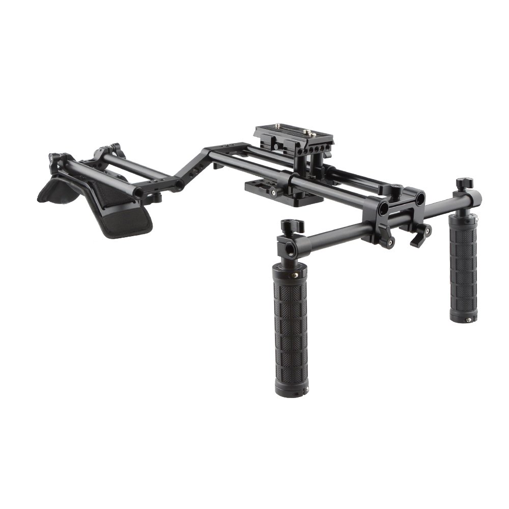 Shoulder Mount Rig With Manfrotto QR Plate & Double 15mm Rail Rod System For Camera /Camcorder C2240