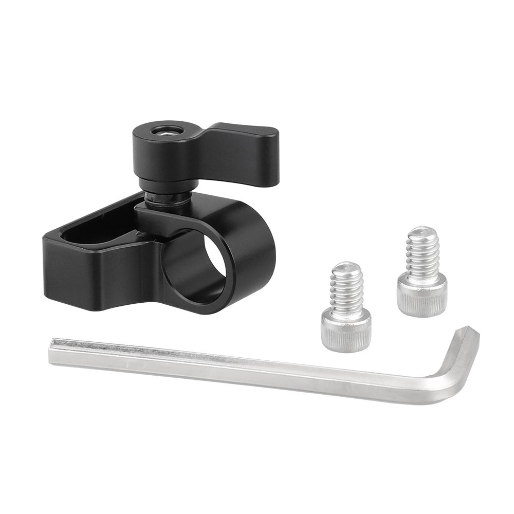 KAYULIN Flexible 15mm Single Rod Clamp Adapter With 1/4"-20 Mounting Groove (Black Knob) C2238
