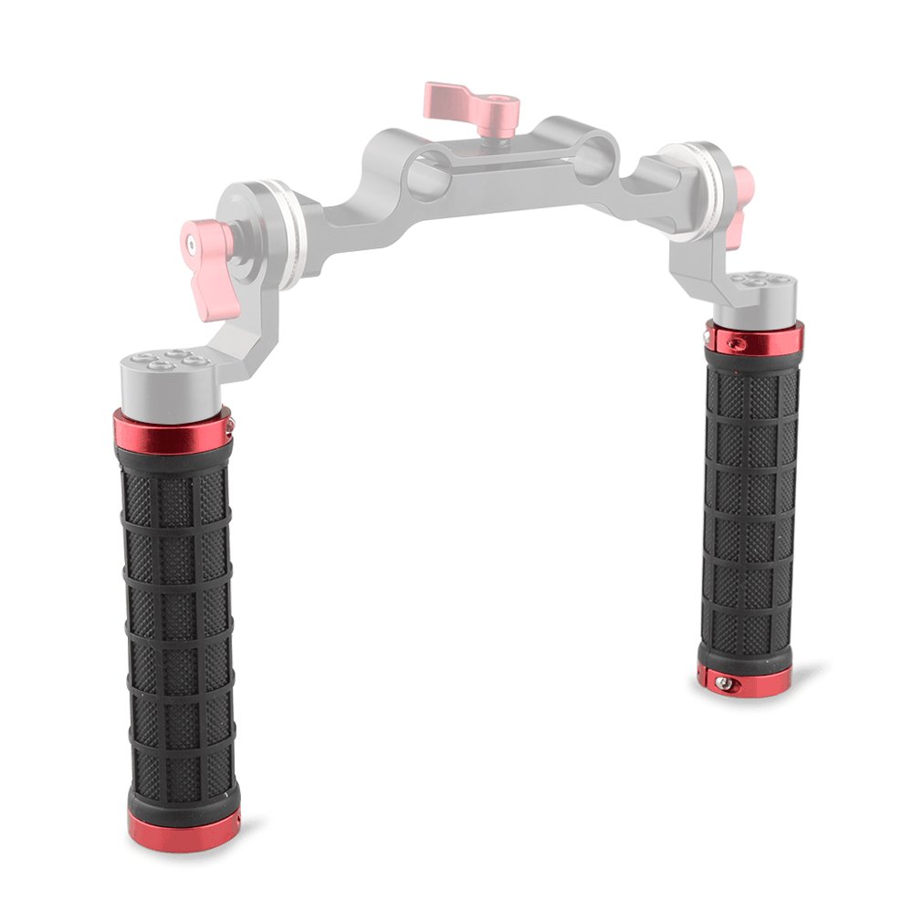 KAYULIN Rubber Hand Grip Replacement With Red Locking Ring For DSLR Camera Cage (A Pair) C2211