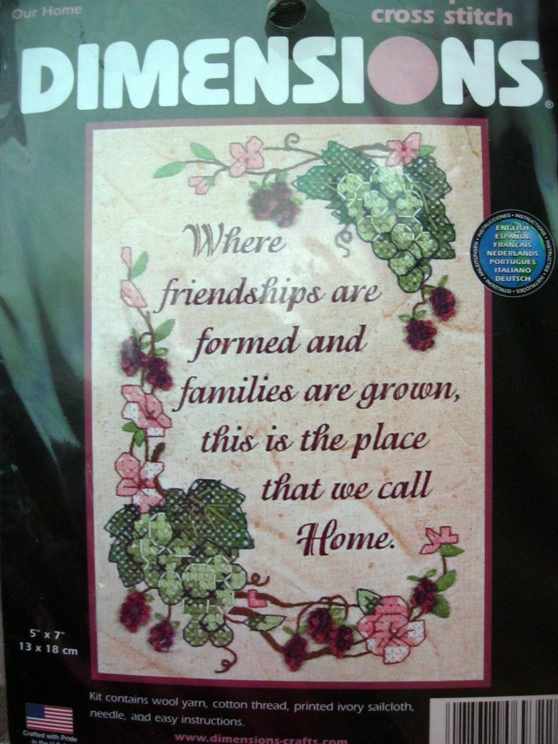 Dimensions Stamped Cross Stitch Kit Our Home sampler home saying family
