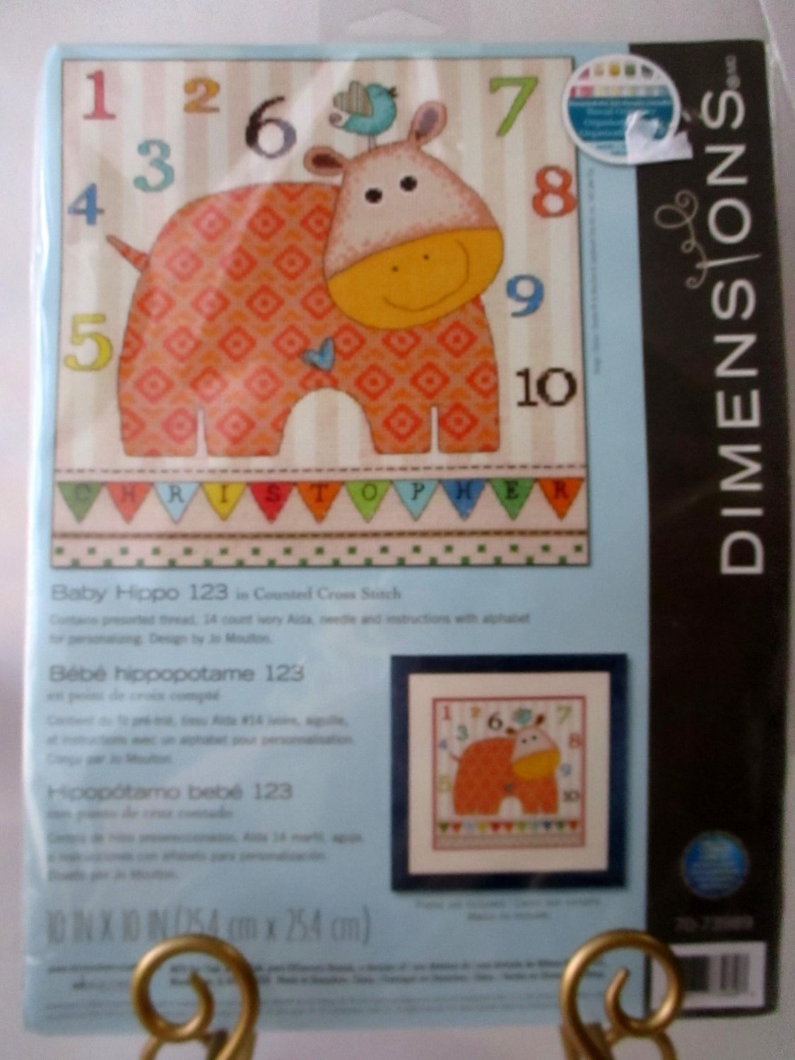 Dimensions Crafts Counted Cross Stitch Kit, Baby Hippo 123