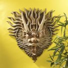 Mystical  Asian Tibetan Hand-Carving Sculptural Dragon 19" Wall Mask