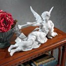 Antique 19 C French Style Saint Honore Trumpeting Angel Bonded Marble Statue